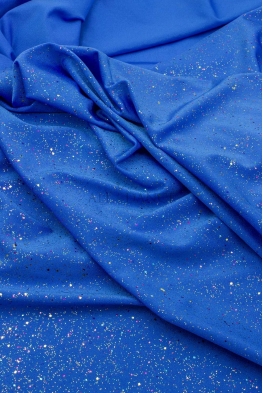 Lycra niebieska nakrapiana kolorowymi lusterkami